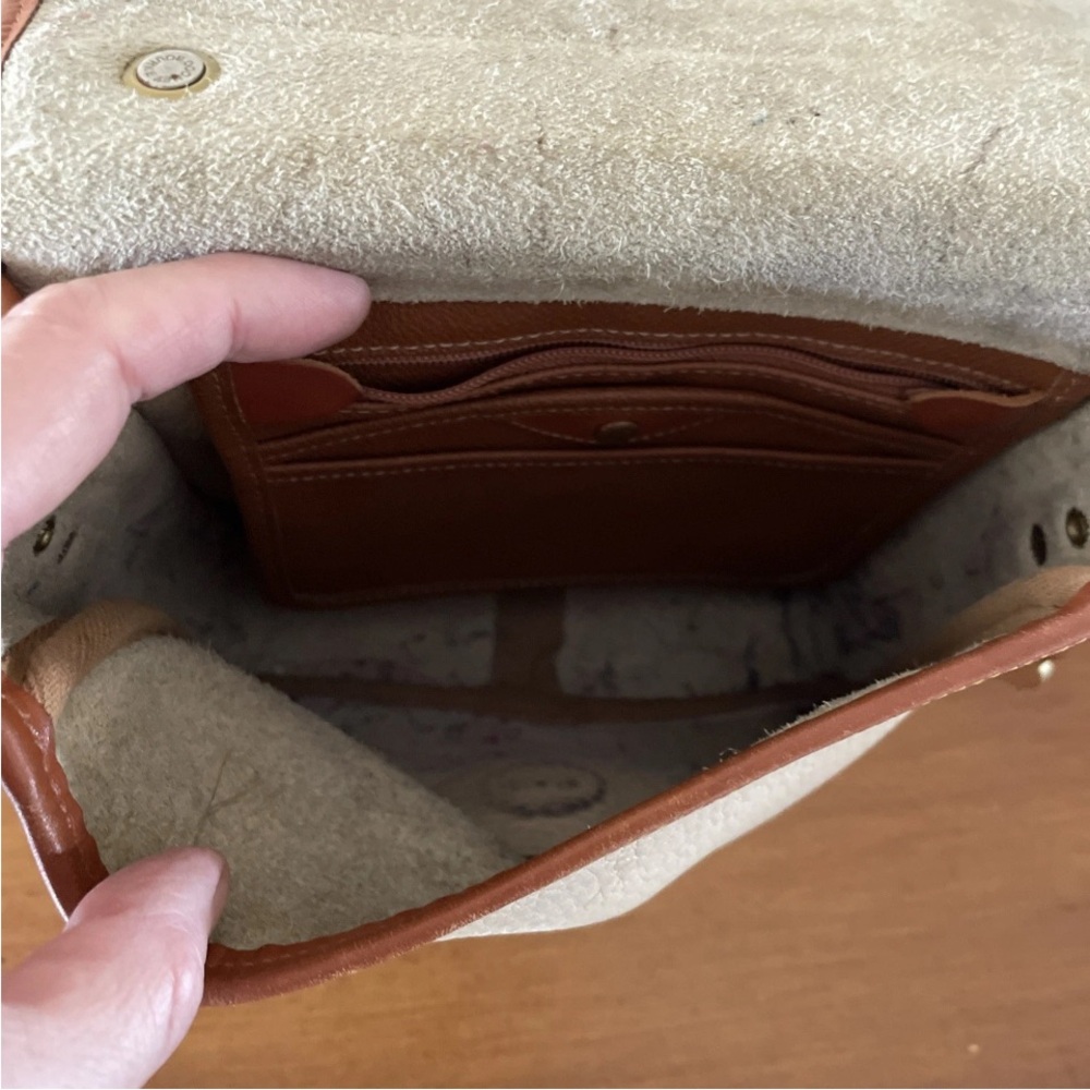 Vtg. Dooney & Bourke Surrey Satchel Crossbody Leather Pebble Grain Cream/Cognac - Picture 8 of 16